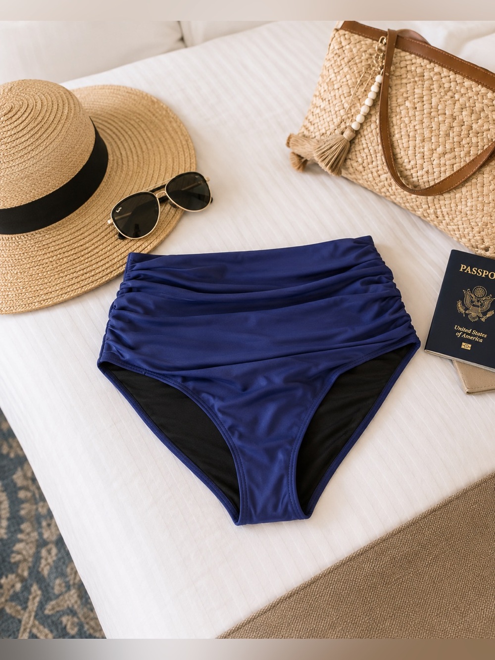 NWOT Navy High-Waisted Bikini Bottom